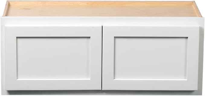 Quicklock RTA (Ready-to-Assemble) 42" Tall Wall Kitchen Cabinets - Shaker Style | 100% Hardwood | Made in America | Soft Close Hardware (Pure White, 12" D x 30" W x 24" H)