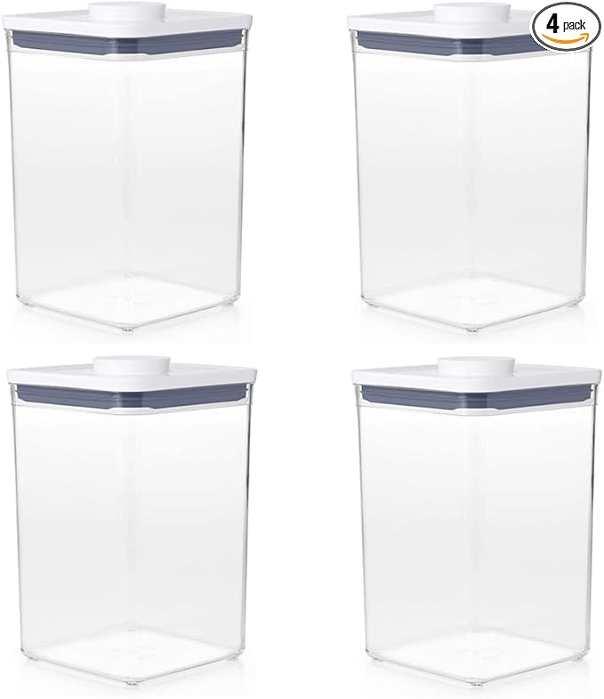 OXO Good Grips POP Container 4.4-Quart Square Airtight Food Storage for for Flour and More (Set of 4)