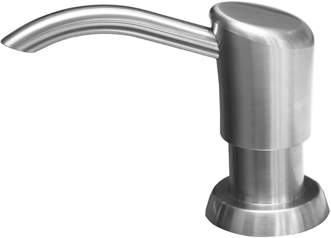 Soap Dispenser for Kitchen Sink, Sink Soap Dispenser Pump, Kitchen Sink Soap Dispenser Built-in with Top Refill Design, Brushed Nickel ABS Head with 12 Ounce Bottle