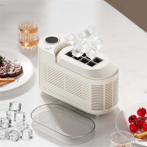 Portable Ice Maker, 12V DC Adapter, Makes 8 Cubes in 10 Mins, Mini Countertop Machine for Home Office Camping RV Bar Parties