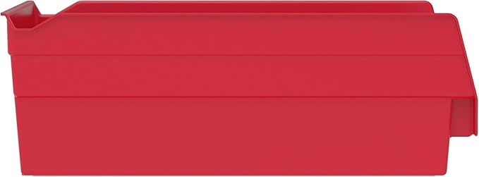 Akro-Mils 30130 Plastic Shelf Bins, Heavy Duty Storage Bins for Garage, Closet, and Drawer Organization, 12" x 6-1/2" x 4", Red, 12-Pack