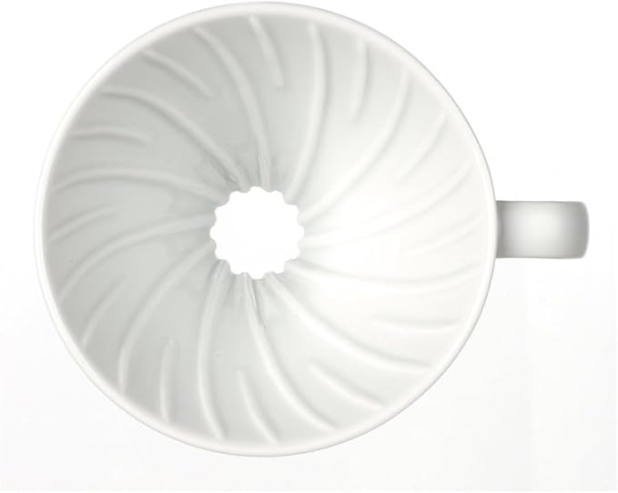 Hario V60 Coffee Pour Over Kit Bundle Set - Comes with Ceramic Dripper, Range Server Glass Pot, Measuring Spoon, and 100 Count Package of Hario 02W Coffee Filters