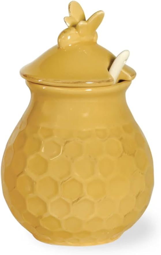 Boston International Embossed Stoneware Cream and Sugar Set, 2-Piece Set, Honeycomb