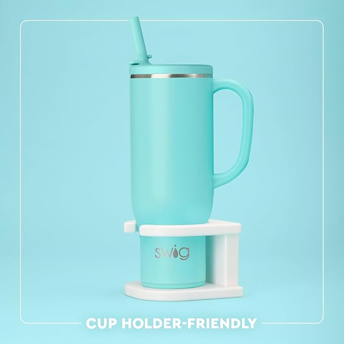 Swig Life 30oz Mega Mug, 30oz Tumbler with Handle and Straw, Large Insulated Tumblers, Cup Holder Friendly Travel Mug, Stainless Steel 30 oz Tumbler, Reusable Insulated Water Bottle (Green Thumb)