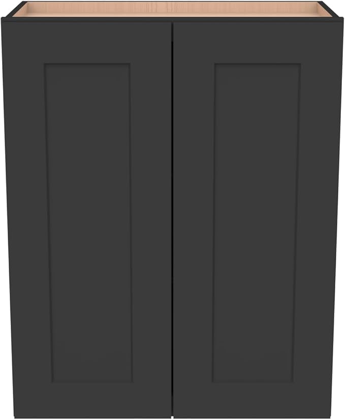 Wall-Mounted Cabinet – Solid Wood Shaker Style Medicine Cabinet with Adjustable Shelves & Soft-Close Doors for Bathroom, Kitchen, and Office Storage (Charcoal Black, 39" W x 12" D x 30" H)