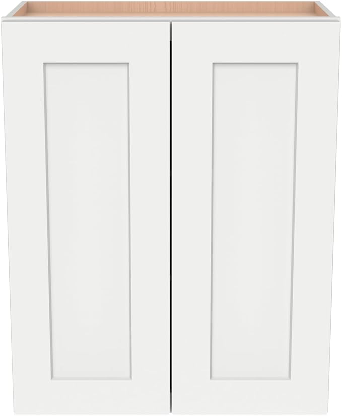 Wall-Mounted Cabinet – Solid Wood Shaker Style Medicine Cabinet with Adjustable Shelves & Soft-Close Doors for Bathroom, Kitchen, and Office Storage (Origami White, 36" W x 12" D x 42" H)