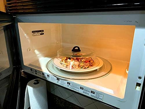 10.5 Inch Glass Microwave Splatter Cover for Food - Borosilicate Plate Lid with Cool-Touch Silicone Handle - Prevents Splatter, Retains Moisture, Dishwasher Safe (Fits 11" Plates) Dishwasher Safe