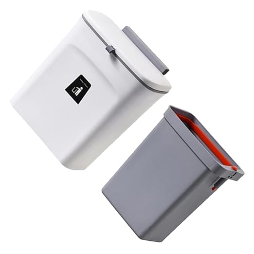 minkissy Wall-Mounted Indoor Compost Bucket 9l with Inner Bin, Sealed Kitchen Hanging Trash Can for Household Food Waste Collection, White Plastic Countertop Waste Container