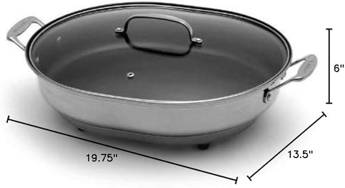 Cuisinart Oval Electric Skillet, 1500-Watt Nonstick, CSK-150NAS, Brushed Stainless