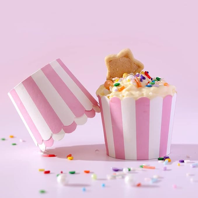 100pcs Random Colorful Premium Greaseproof Cupcake Paper Liners No Muffin Pan Needed Cupcakes Papers