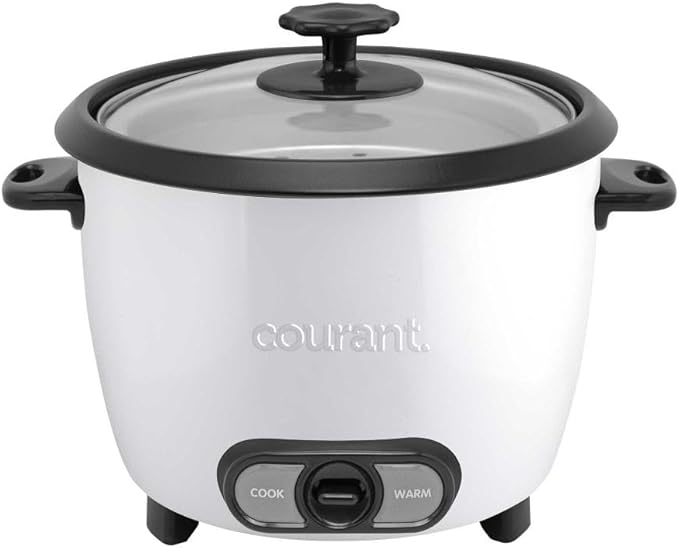 Courant large rice cooker, 30 Cup cooked One-Touch large capacity rice cooker family Removable Non-Stick Bowl, with steamer try, white