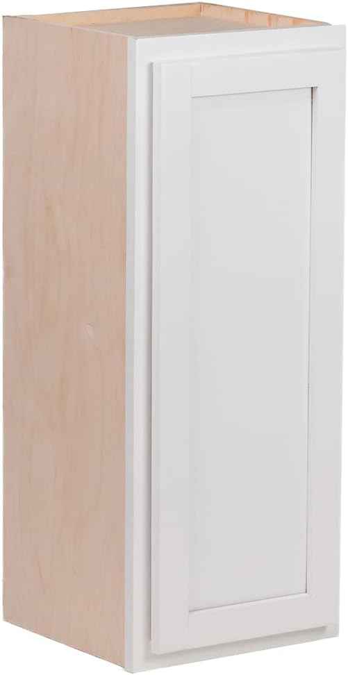 Quicklock RTA (Ready-to-Assemble) 42" Tall Wall Kitchen Cabinets - Shaker Style | 100% Hardwood | Made in America | Soft Close Hardware (Pure White, 12" D x 18" W x 42" H)