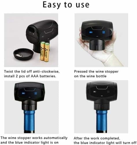 Electric Wine Stoppers, Automatic Wine Vacuum Pump, Reusable Wine Bottle Stoppers Cork Saver Plug, Wine Preserver Stopper - 2 Pack