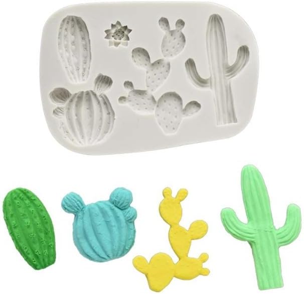 Gray Cactus Silicone Fondant Mold Cacti Chocolate Candy Mold For Cake Decoration Cupcake Topper Sugar Craft Polymer Clay Gum Paste Fondant and Gum Paste Molds Pastry and Baking Molds