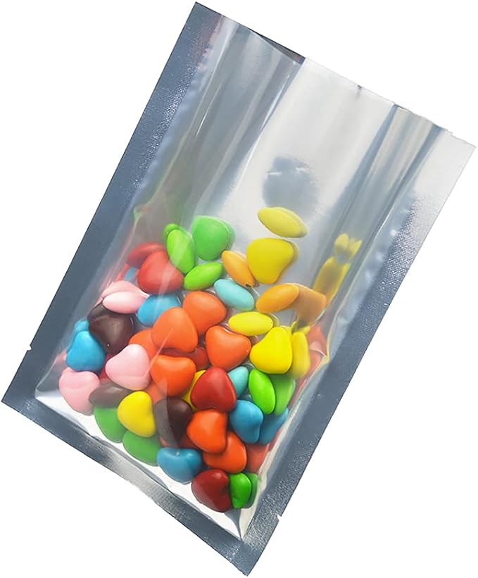 Silver Aluminum Foil Pouch Heat Seal Plastic Open Top Vacuum Packaging Mylar Bag Food Small Sample Mylar Storage (100, 15x22cm (5.9x8.7 inch))