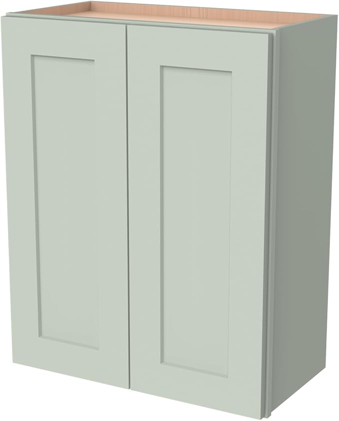 Wall-Mounted Cabinet – Solid Wood Shaker Style Medicine Cabinet with Adjustable Shelves & Soft-Close Doors for Bathroom, Kitchen, and Office Storage (Jade Green, 39" W x 12" D x 42" H)