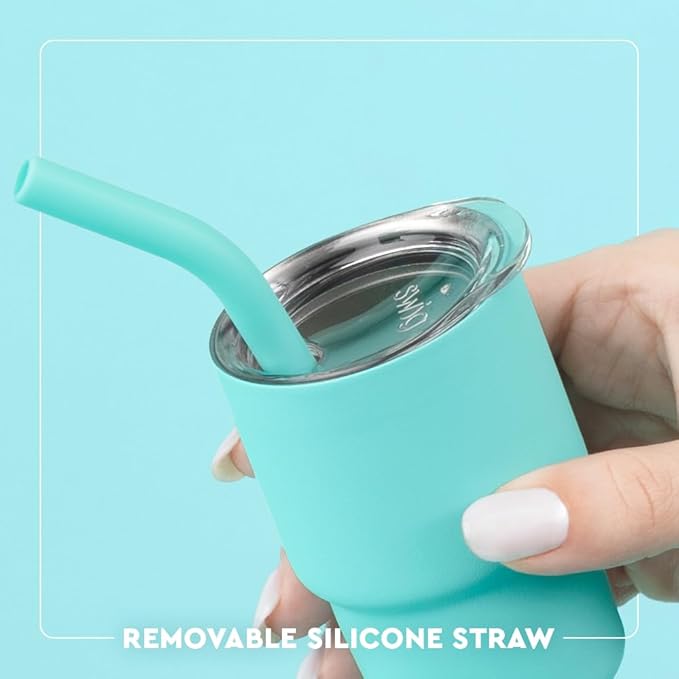 Swig Life Swig Shots Insulated Tumbler 2oz, Stainless Steel Mini Tumbler with Lid and Silicone Straw, Double Wall & Vacuum Sealed, Mini Tumblers for Shots (Lucky Leopard)