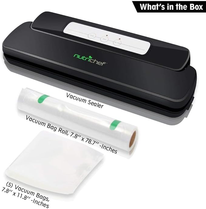 NutriChef Automatic Handheld Vacuum Sealer Machine - Simple & Compact Fresh Saver Meal - Vacuum Sealing System with Starter Pack for Food Preservation