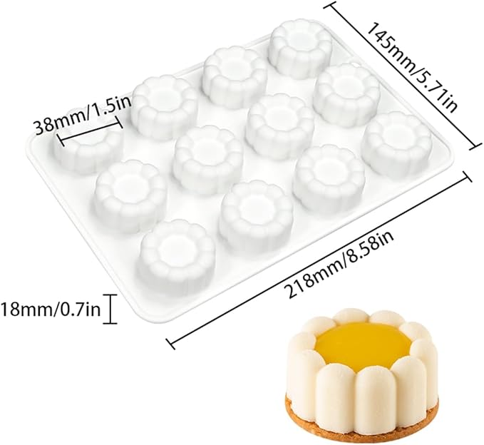 mostsom Silicone Molds Mousse Molds 3D Flower Border Cylinder Silicone Baking Mold DIY Mousse Fondant Mould Cake Decorating Tools for Kitchen Accessories (B_ Flower Cylinder)