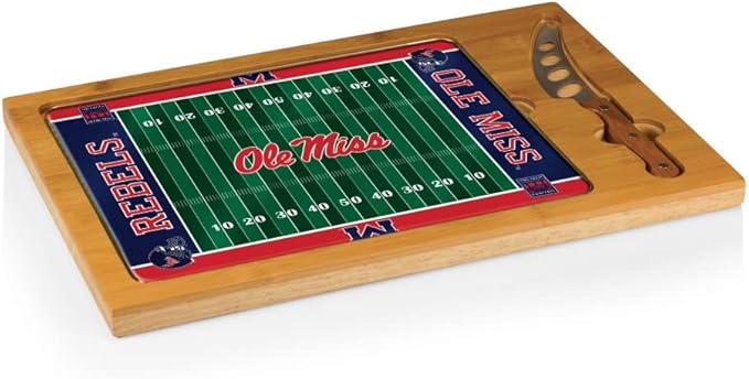 PICNIC TIME NCAA Icon Glass Top Cutting Board & Knife Set, Cheese Boards Charcuterie Boards, Serving Platter, (Parawood & Bamboo)