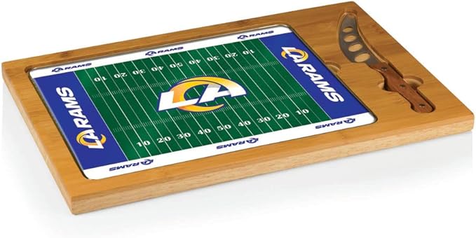 PICNIC TIME NFL Football Field Icon Glass Top Cutting Board & Knife Set, (Parawood & Bamboo)