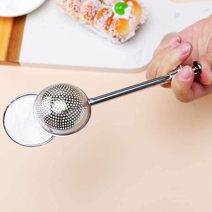 Silver 304 Stainless Steel Flour Powder Filter Spoon, Baker Dusting Wand For Sugar Flour Spices, Flour Sugar Powder Spoon Kitchen Tools, Baking Sifters Baking Tools and Accessories