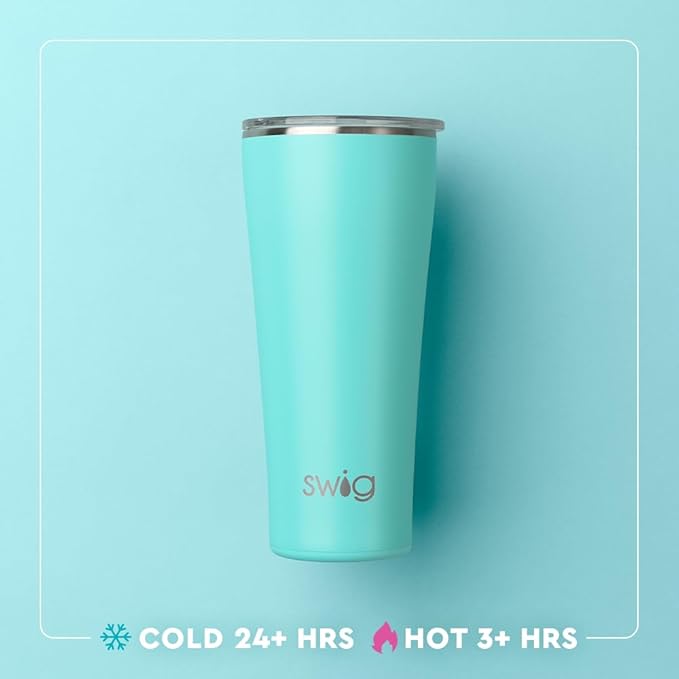 Swig Life 32oz Insulated Tumbler, Travel Coffee Tumbler with Lid, Cup Holder Friendly Travel, Stainless Steel Coffee Mug with Lid, Birthday Gifts for Women (Make a Wish)