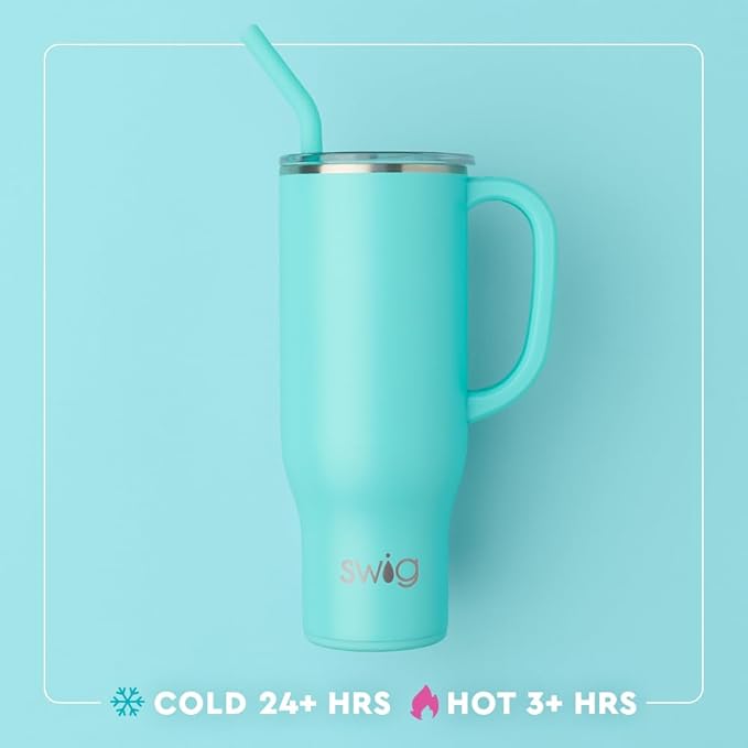 Swig Life 30oz Mega Mug, 30 oz Tumbler with Handle and Straw, Cup Holder Friendly, Dishwasher Safe, Extra Large Insulated Tumbler, Stainless Steel Water Bottle (Christmas Crew)
