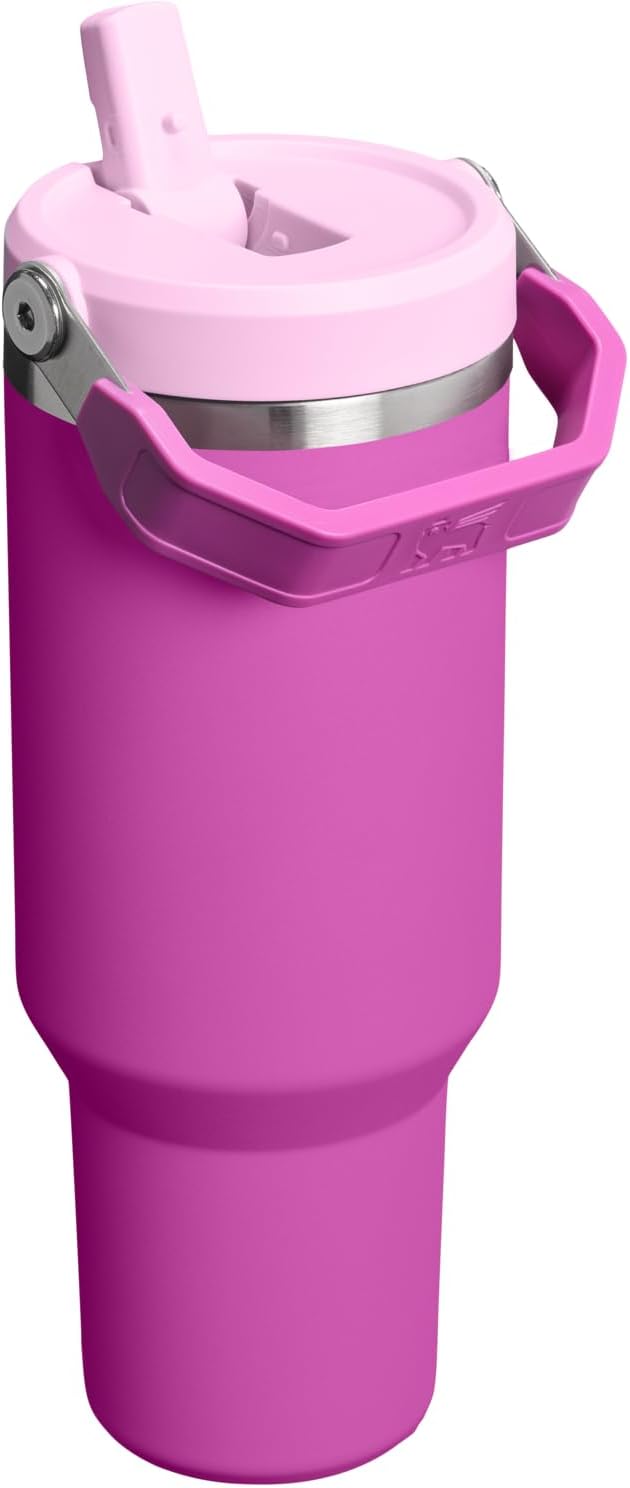 STANLEY IceFlow 2.0 Flip Straw Tumbler with Handle 40 oz | Twist On Lid and Flip Up Straw | Leakproof Water Bottle | Insulated Stainless Steel | BPA-Free | Dark Blossom