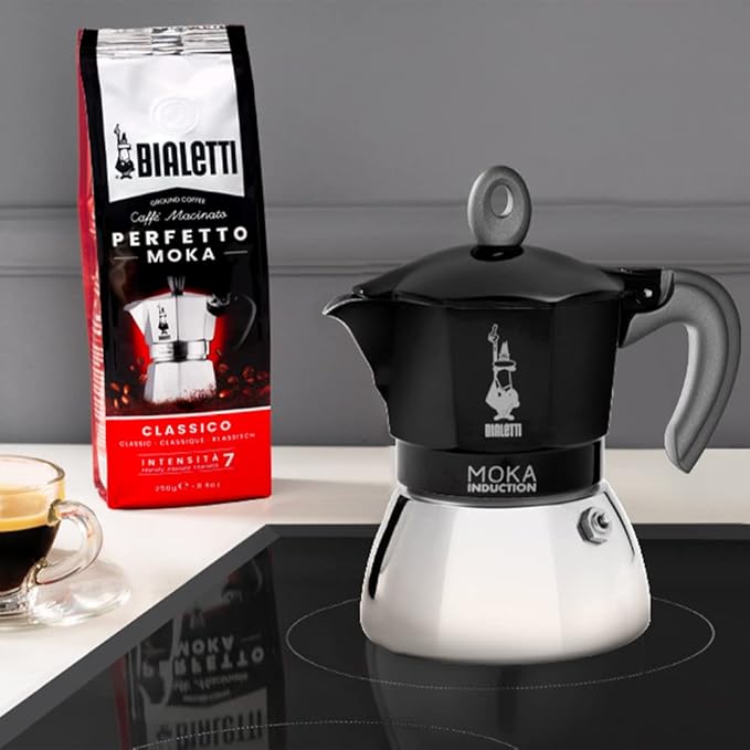 Bialetti - Moka Induction, Moka Pot, Suitable for all Types of Hobs, 6 Cups Espresso (9.4 Oz Espresso), 280 ml, Black
