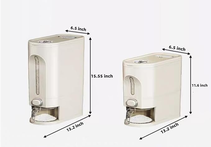 IEEK 25 Lbs Rice Dispenser, Large Cereal Dry Food Storage Containers with Measuring Cup and Lid,Moisture Proof Airtight Food Dispenser Bucket for Rice,Corn,Coffee Bean,Grain,Soybean and Oatmeal,White