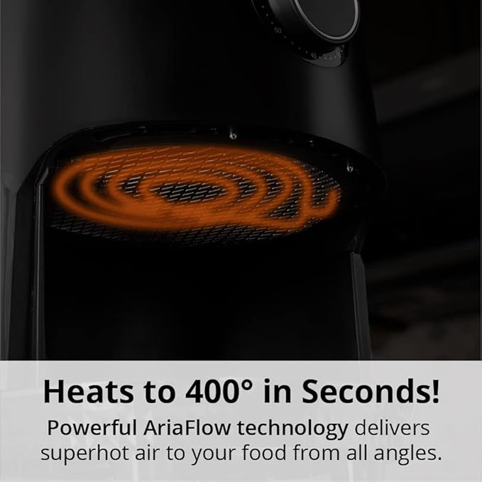 Aria Air Fryers Teflon-Free 3 Qt. Premium Ceramic Air Fryer with Recipe Book, White, (CCW-909)