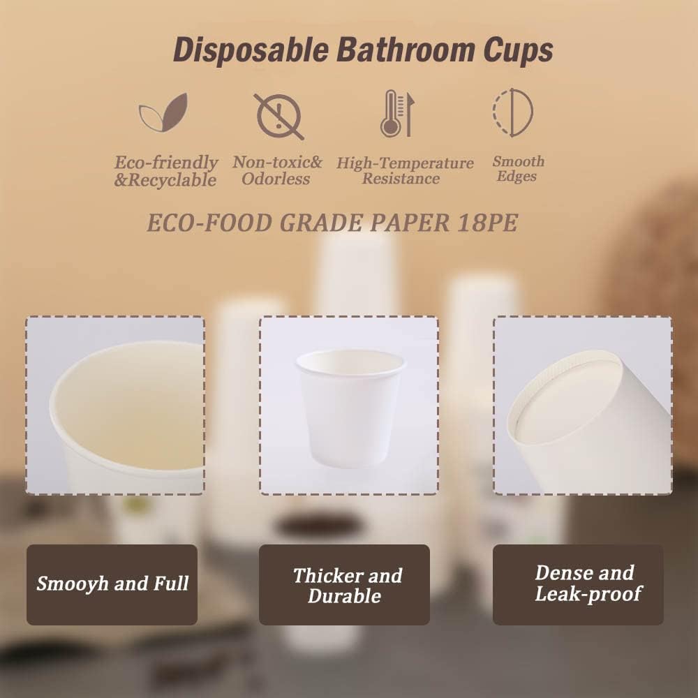 Lamosi 300 Pack 3 oz Paper Cups for Bathroom, Disposable Small Mouthwash Cup, 3oz Mini Espresso Cups for Travel, Party, Picnics, Home, Applicable to Cup Dispenser