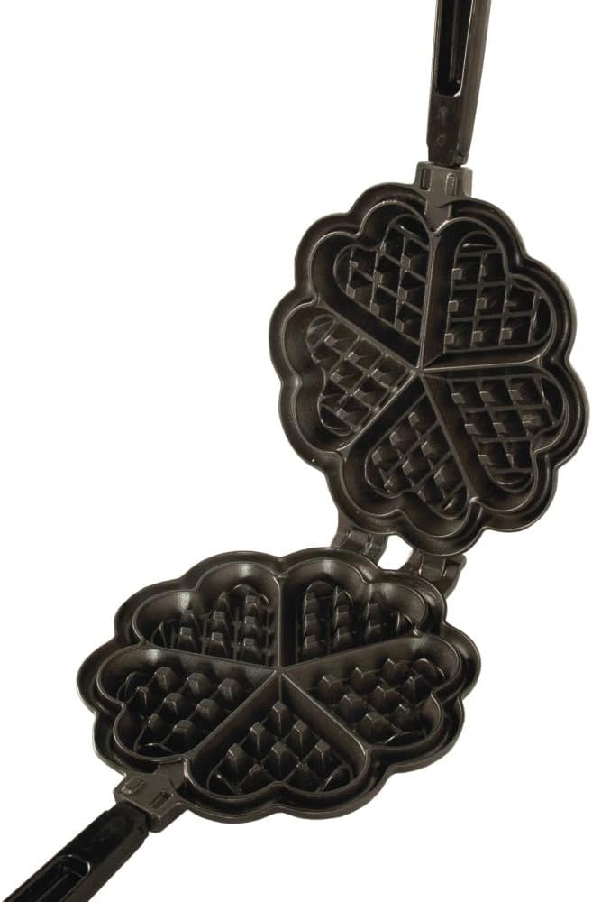 Nordic Ware 01705 Sweetheart Waffler, Cast-Aluminium Pan, Heart Shaped, Mini Waffle Maker, Black Five 3.5 inch cavities