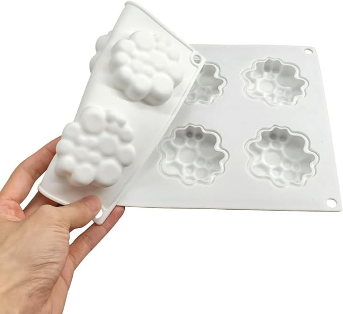 Silicone Mold for Baking Cakes,Soap Molds,Flower Shape Silicone Molds for Homemade French Dessert Mold for Pastry Chocolate,Jelly Chocolate Mold ＆ Ice Cube Tray (D_ Round Clouds Shape)