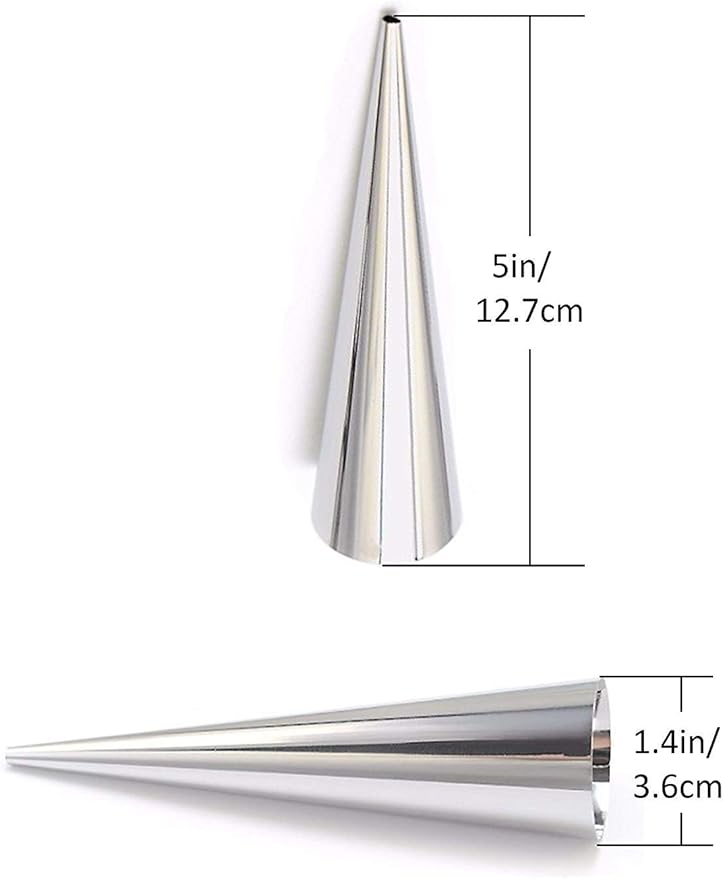 Non-stick Cream Horn Molds Stainless Steel, FantasyDay 5 inch Large Size Cannoli Tubes Kit Pack of 20 Baking Cones Pastry Roll Horn Croissant Mold - Christmas Anniversary Free Standing Cone Shape