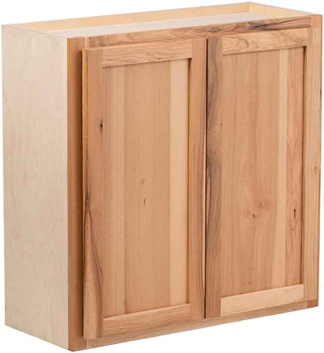 Quicklock RTA (Ready-to-Assemble) 42" Tall Wall Kitchen Cabinets - Shaker Style | 100% Hardwood | Made in America | Soft Close Hardware (12" D x 33" W x 42" H, Rustic Hickory)
