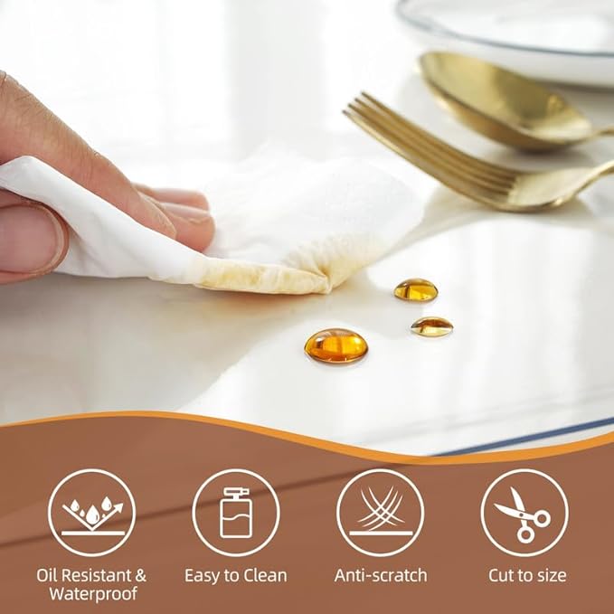 Warmstar Clear Table Cover Protector 28 x 48 Inch,1.5mm Thick Plastic Table Cover Rectangle,PVC Clear Table Protector,Desk Protector Mat for Kitchen, Dresser, Writing Desk，Dining Room Table