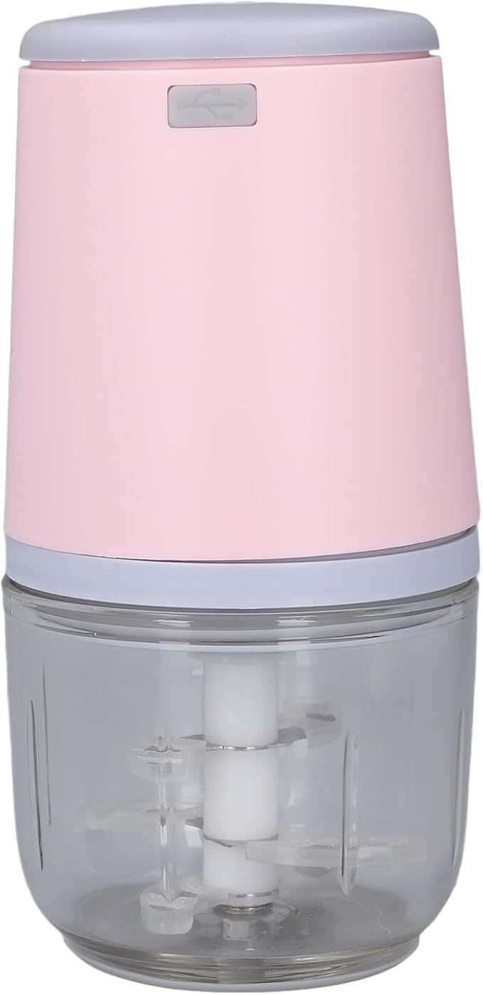 300ML Mini Meat Grinder Electric Mini Garlic Chopper USB Meat Grinder Food Processor Cordless Easily Chop Baby Food Maker Small Chopper for Vegetables Fruits Garlic (Roseate)