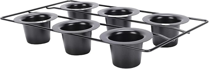 GOWENIC 6-Cup Popover Pan, Carbon Steel Deep Non Stick Bakeware Popover Pan for Baking Pudding Muffins Popovers, Easy to