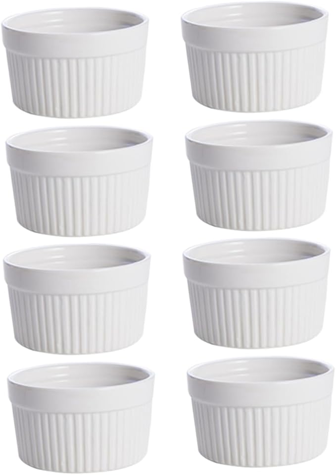 Zerodeko 8pcs Non-stick Ceramic Cake Reusable Bakeware for Diy Baking Heat Resistant Easy Demoulding for Cakes and Breads Microwave Oven Safe White