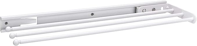 Rev-A-Shelf Under Sink Hand Towel Holder for Kitchen and Bathroom Cabinets, Pullout Extension Three Prong Wire Dish Rag Rack Hanger, White, 563-47