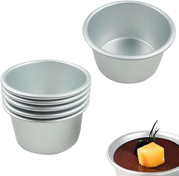 6 Packs Popover Pan， Large Individual Muffin Mold, Aluminium Pudding Cup, Chocolate Molten Mould, Raspberry Souffle Baking Maker, Brownie Tumbler -for Pie, Egg Tart, Cake (Size 3.4"x 2")