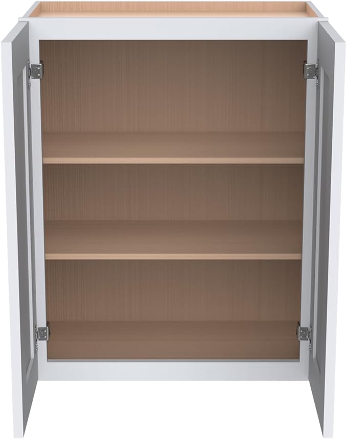 Wall-Mounted Cabinet – Solid Wood Shaker Style Medicine Cabinet with Adjustable Shelves & Soft-Close Doors for Bathroom, Kitchen, and Office Storage (White, 39" W x 12" D x 30" H)