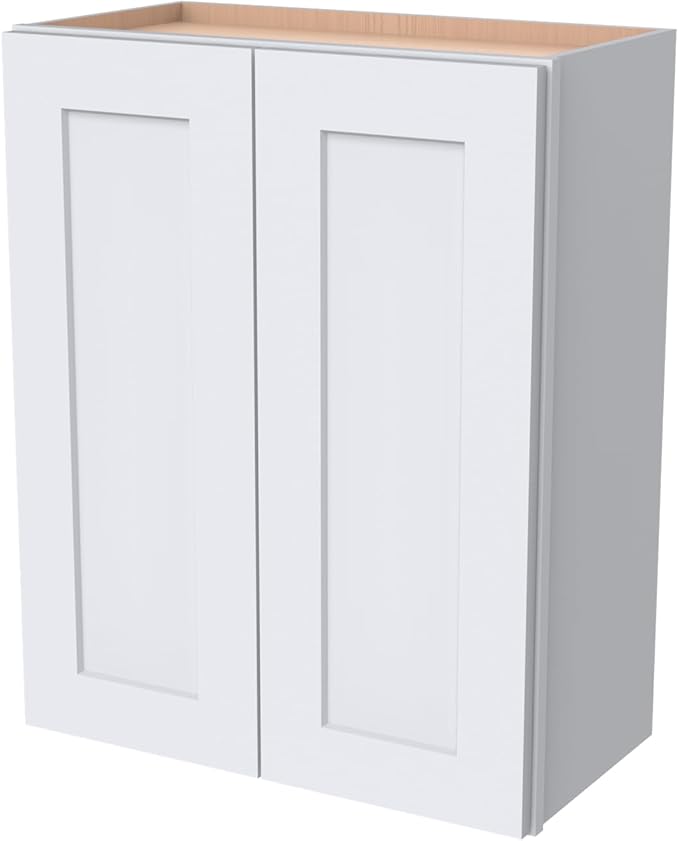 Wall-Mounted Cabinet – Solid Wood Shaker Style Medicine Cabinet with Adjustable Shelves & Soft-Close Doors for Bathroom, Kitchen, and Office Storage (White, 39" W x 12" D x 30" H)