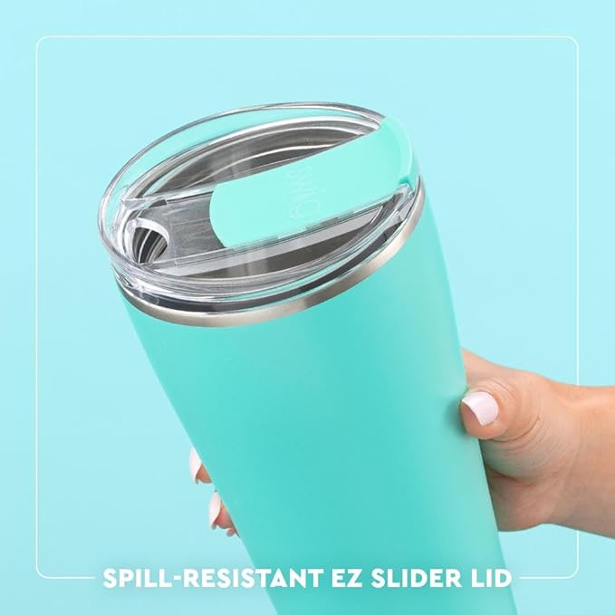 Swig Life 32oz Insulated Tumbler, Travel Coffee Tumbler with Lid, Cup Holder Friendly Travel Coffee Mug, Stainless Steel, 32 oz, Reusable Insulated Mug with Lid (Scoop There It Is)
