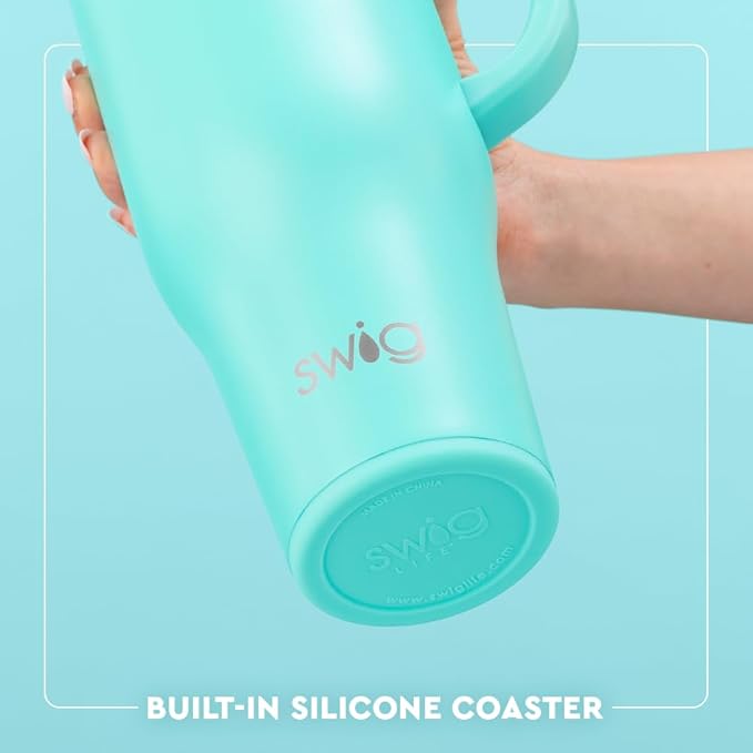 Swig Life 40oz Mega Mug, 40oz Tumbler with Handle and Straw, Extra Large Insulated Tumblers, Cup Holder Friendly Travel Mug (High Tide)