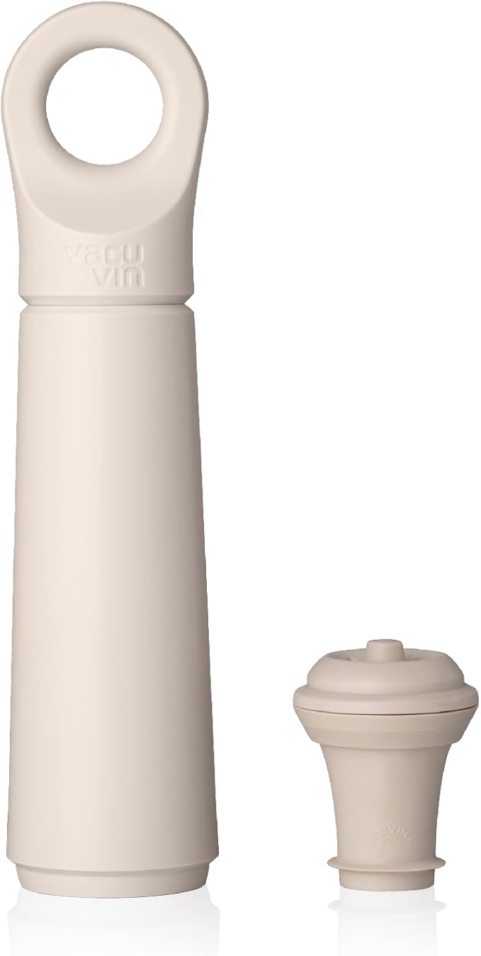 Vacu Vin Wine Saver Loop - Designed and Made in the Netherlands - Vacuum Wine Stopper Keeps Your Wine Fresh for up to 10 Days - Reusable, Made with 98% Recycled Material - 1 Pump, 5 Stoppers, Sand