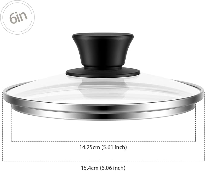 6 Inch Cast Iron Skillet with Tempered Glass Lid, Pre-Seasoned for Even Heating, Silicone Handle Cover & Pan Scraper, Perfect for Single Meals & Side Dishes