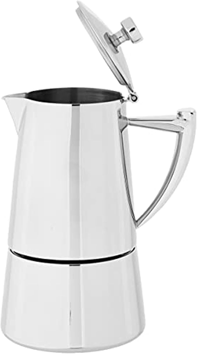 Cuisinox Roma Stovetop Espresso Maker COF-6R, Stainless Steel Coffee Percolator Stovetop, Heat-Resistant & Non-Reactive, 6-Cup Italian Espresso Maker Easy to Clean, Durable Stove Top Percolator